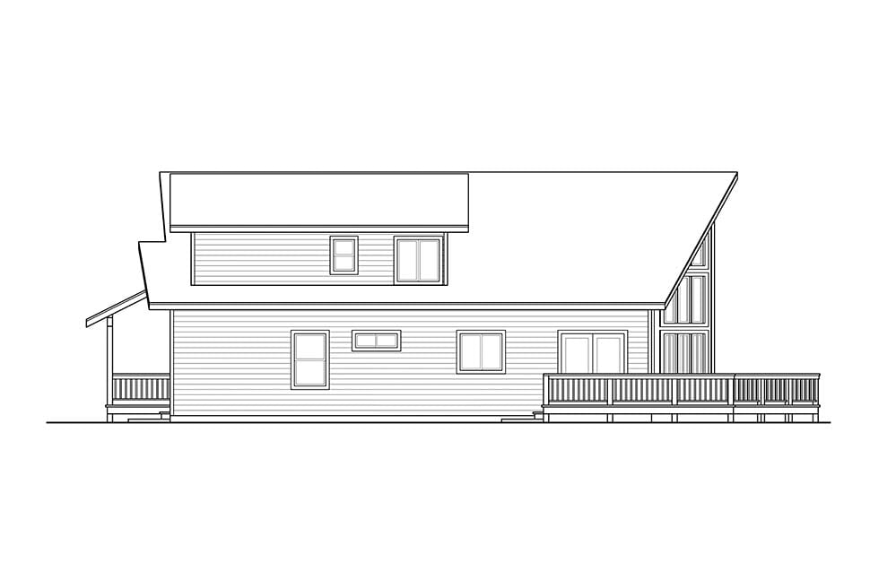 Cabin, Contemporary, Narrow Lot Plan with 2060 Sq. Ft., 3 Bedrooms, 2 Bathrooms Picture 2