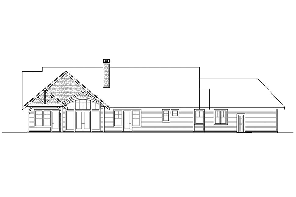 Craftsman Rear Elevation of Plan 41321