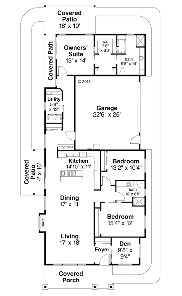 Bungalow Prairie Style Traditional Level One of Plan 41322