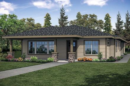 Bungalow Prairie Style Traditional Elevation of Plan 41322