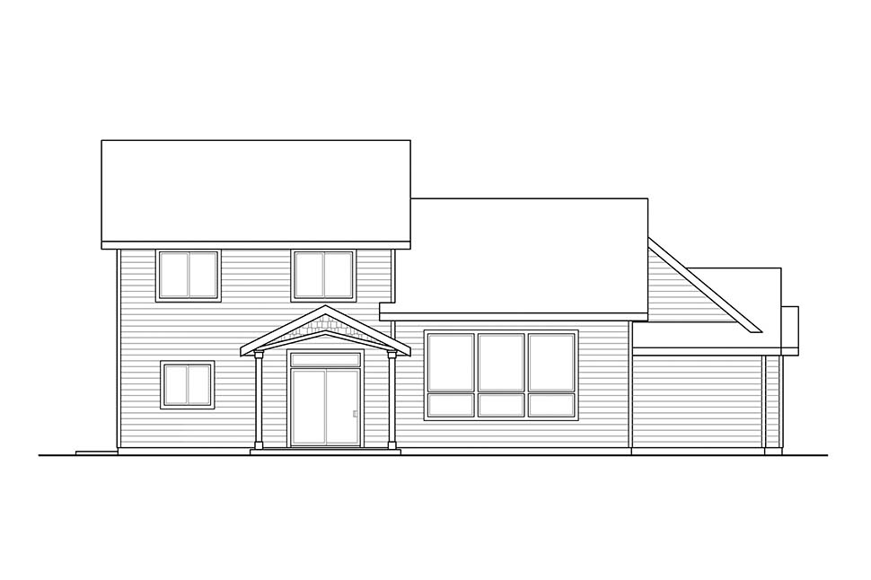 Country Craftsman Traditional Rear Elevation of Plan 41323