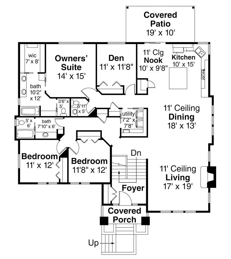 Contemporary Prairie Style Level One of Plan 41335