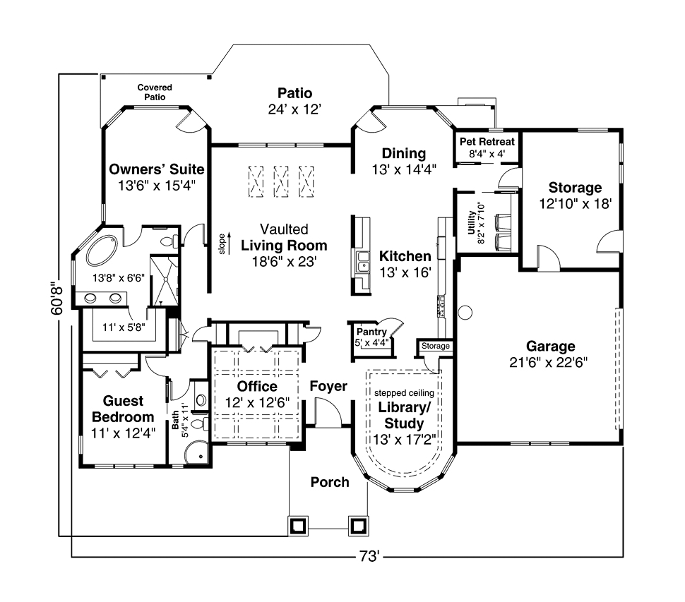 Prairie Style Traditional Level One of Plan 41337