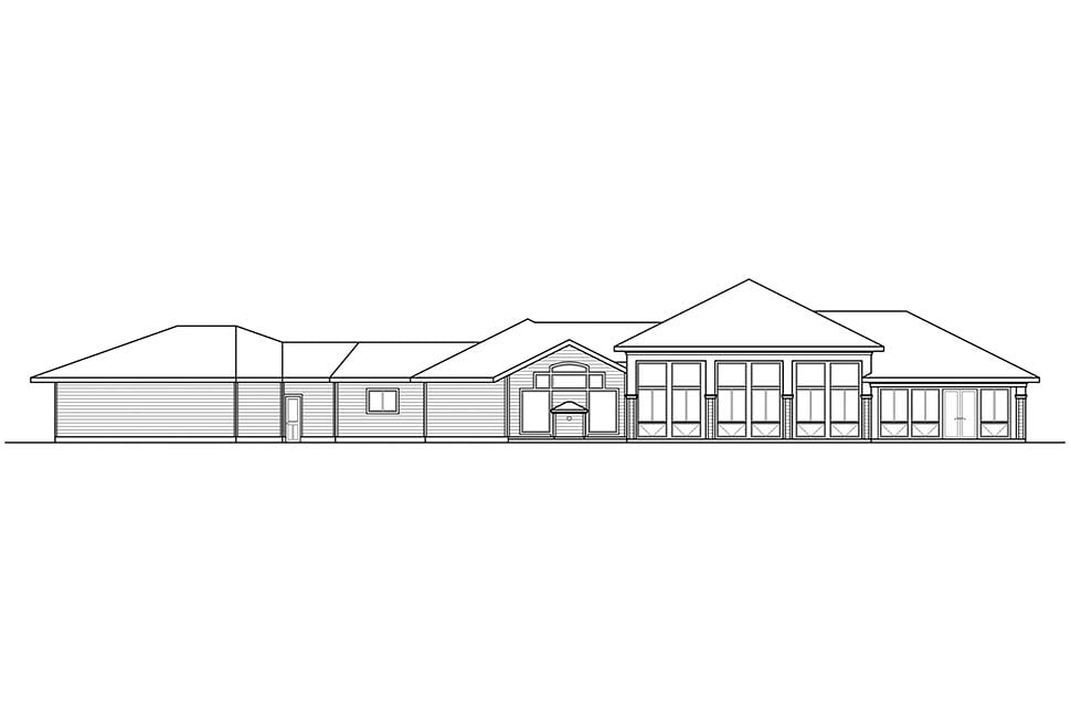 Prairie Style Traditional Rear Elevation of Plan 41339