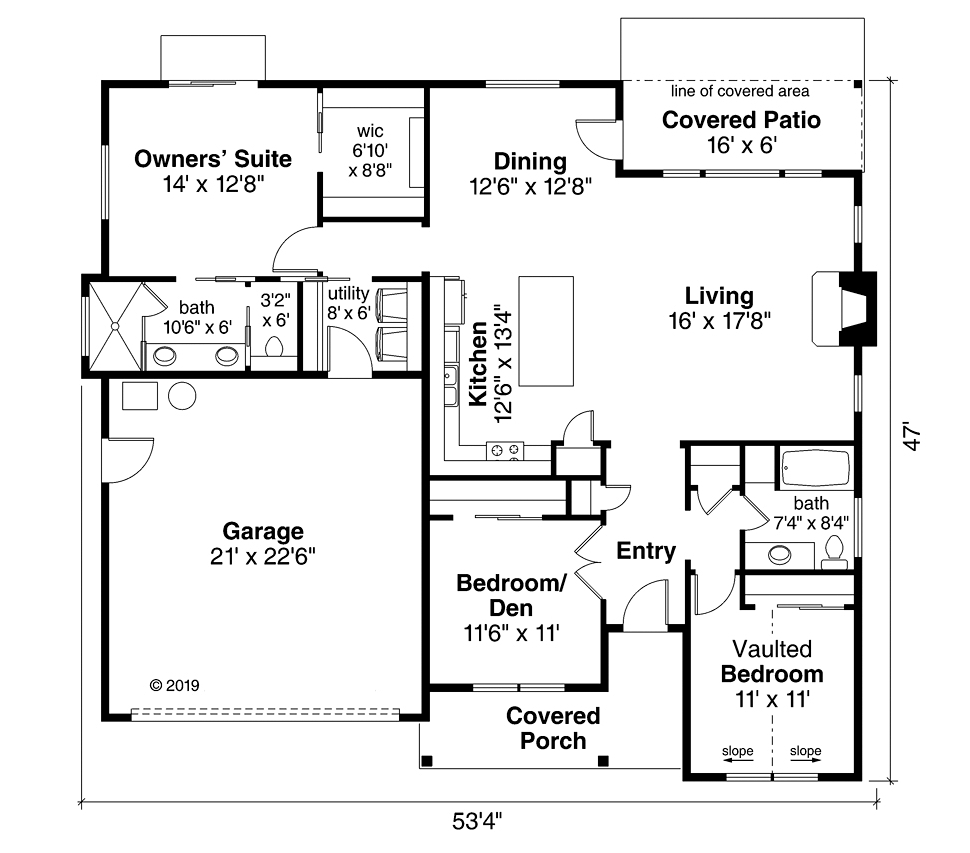 Ranch Traditional Level One of Plan 41340