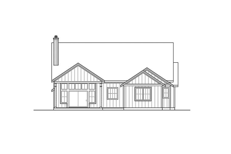 Country Farmhouse Ranch Rear Elevation of Plan 41341