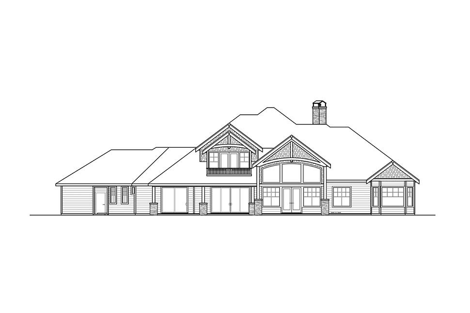 Craftsman Ranch Rear Elevation of Plan 41342