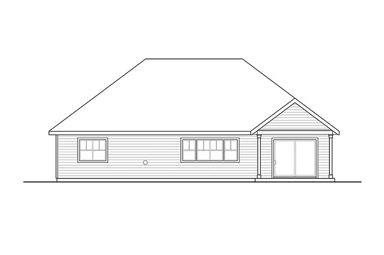 Cottage Ranch Traditional Rear Elevation of Plan 41345
