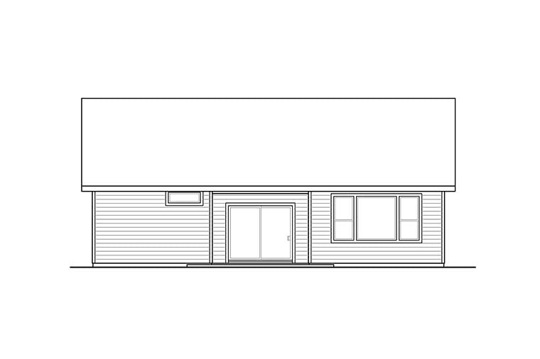 Bungalow, Craftsman Plan with 1848 Sq. Ft., 3 Bedrooms, 2 Bathrooms, 2 Car Garage Rear Elevation