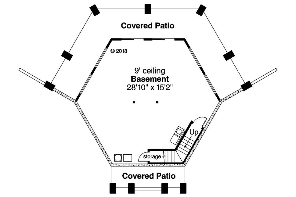 Cabin Coastal Craftsman Prairie Style Lower Level of Plan 41347