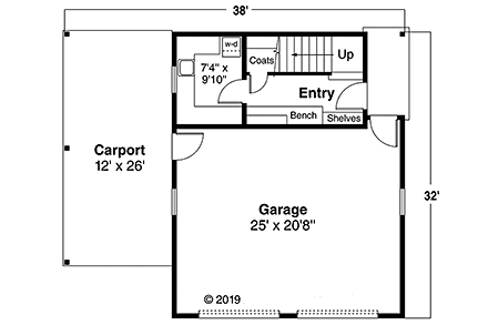 Garage Plan 41350 - 2 Car Garage Apartment First Level Plan