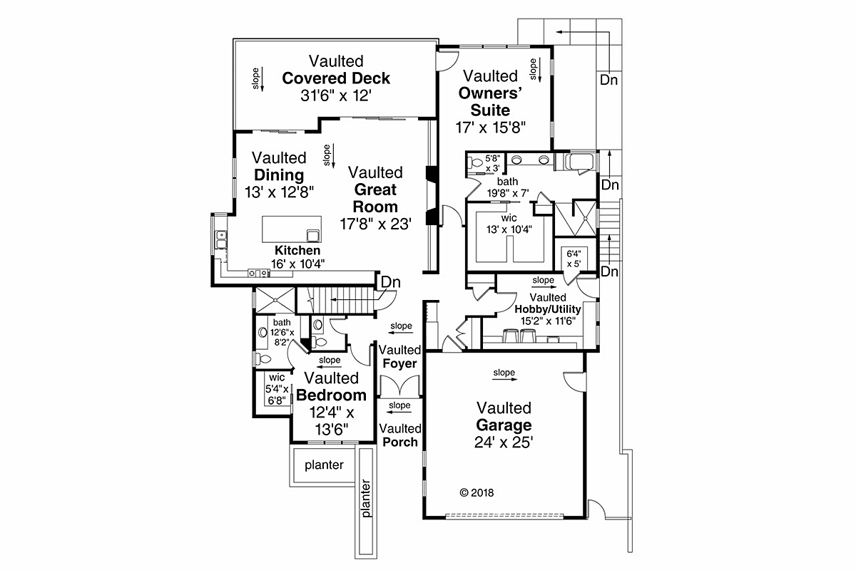 Contemporary Prairie Style Level One of Plan 41352