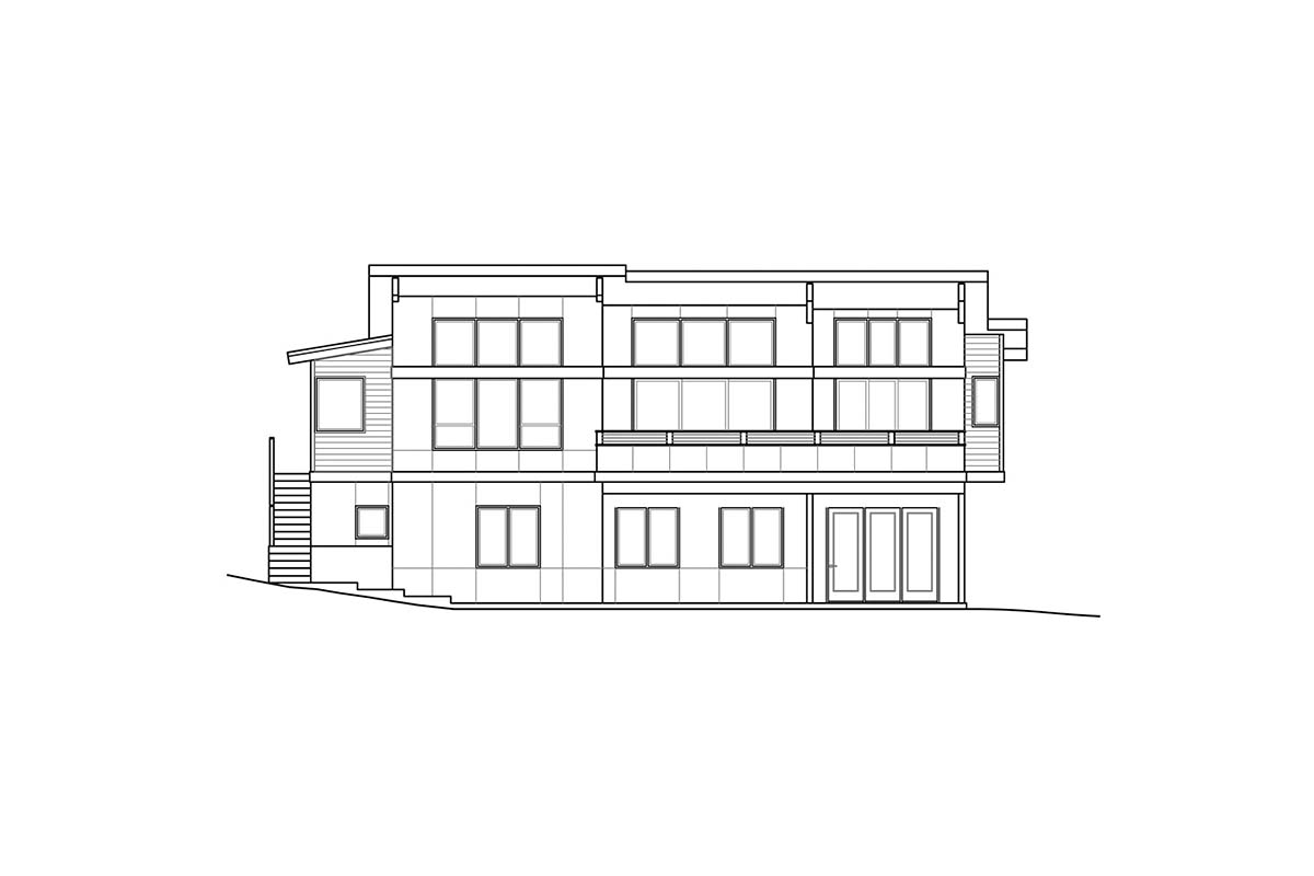 Contemporary Prairie Style Rear Elevation of Plan 41352