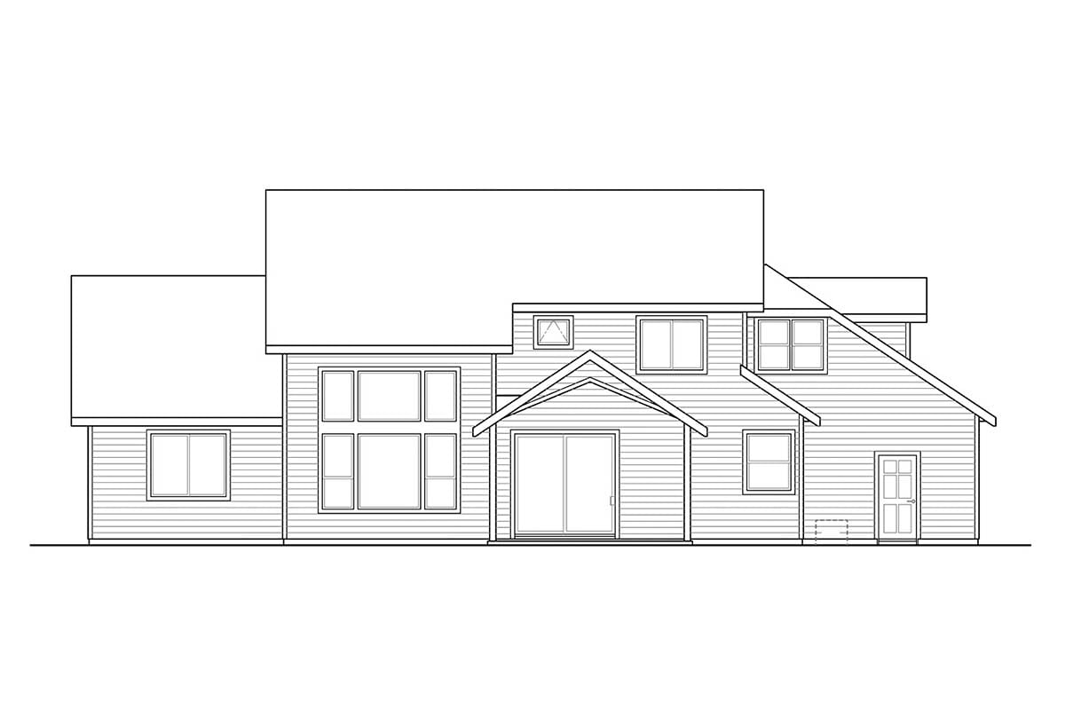 Country Craftsman Farmhouse Rear Elevation of Plan 41355