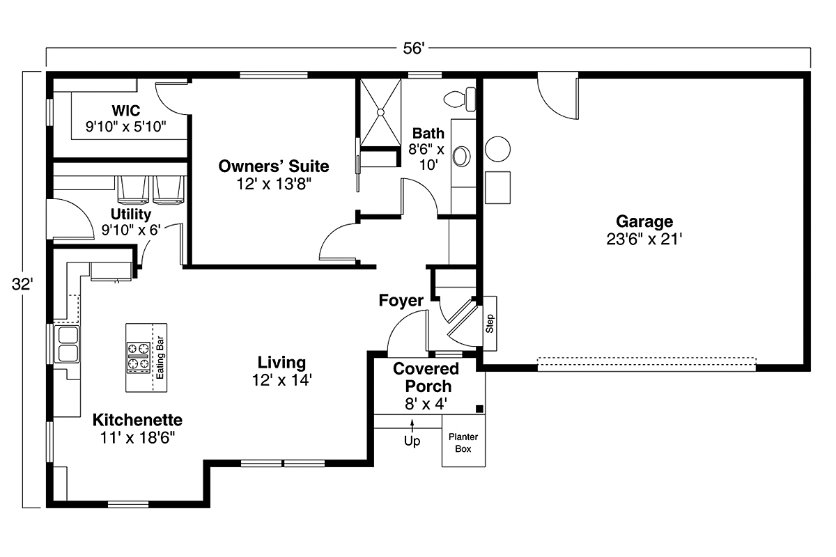 Cottage Country Ranch Level One of Plan 41357