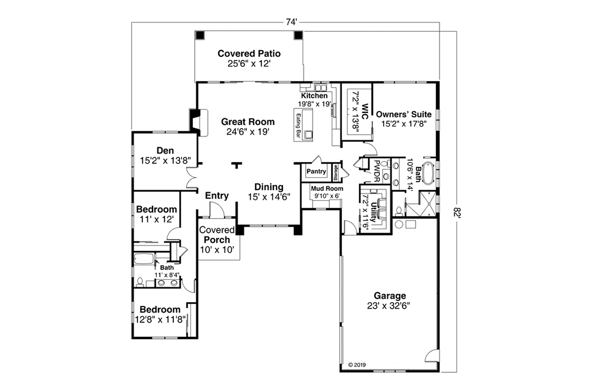 Contemporary Prairie Style Level One of Plan 41358