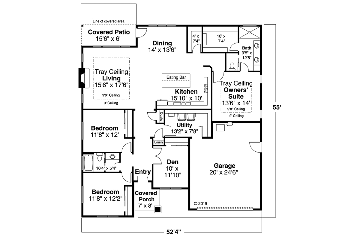 One-Story Prairie Style Ranch Traditional Level One of Plan 41360