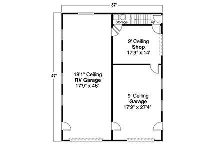 Garage Plan 41371 - 2 Car Garage Apartment First Level Plan