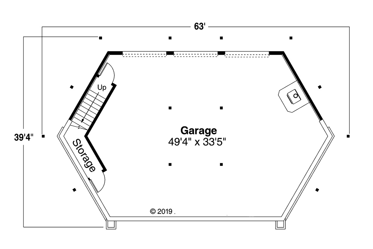 Contemporary, Craftsman 6 Car Garage Plan 41372 Level One