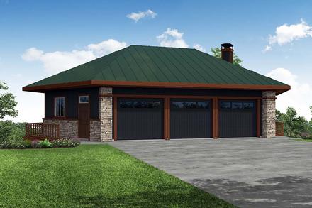 Contemporary Craftsman Elevation of Plan 41372