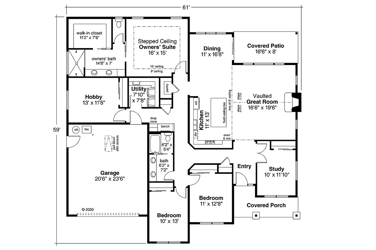 Country Ranch Traditional Level One of Plan 41375