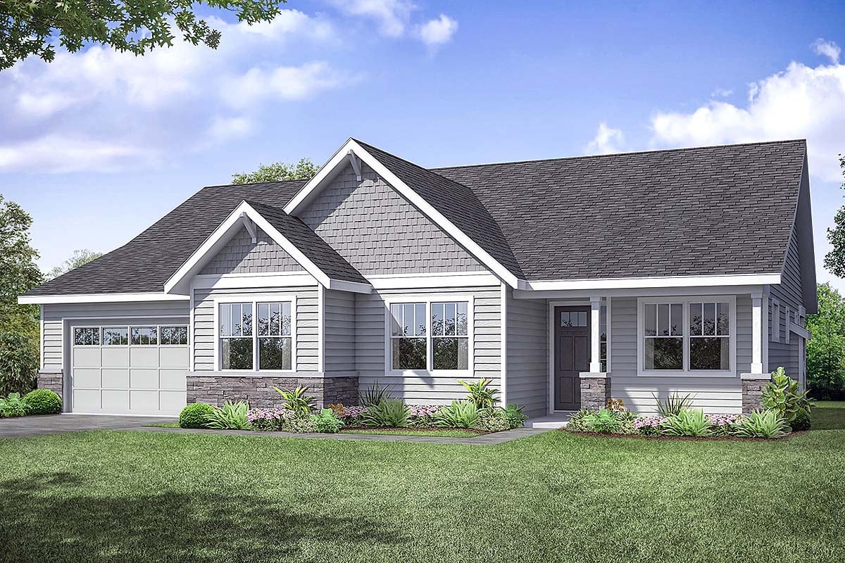 Country, Ranch, Traditional Plan with 2378 Sq. Ft., 3 Bedrooms, 2 Bathrooms, 2 Car Garage Elevation