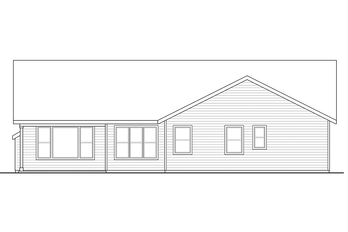 Country, Ranch, Traditional Plan with 2378 Sq. Ft., 3 Bedrooms, 2 Bathrooms, 2 Car Garage Rear Elevation