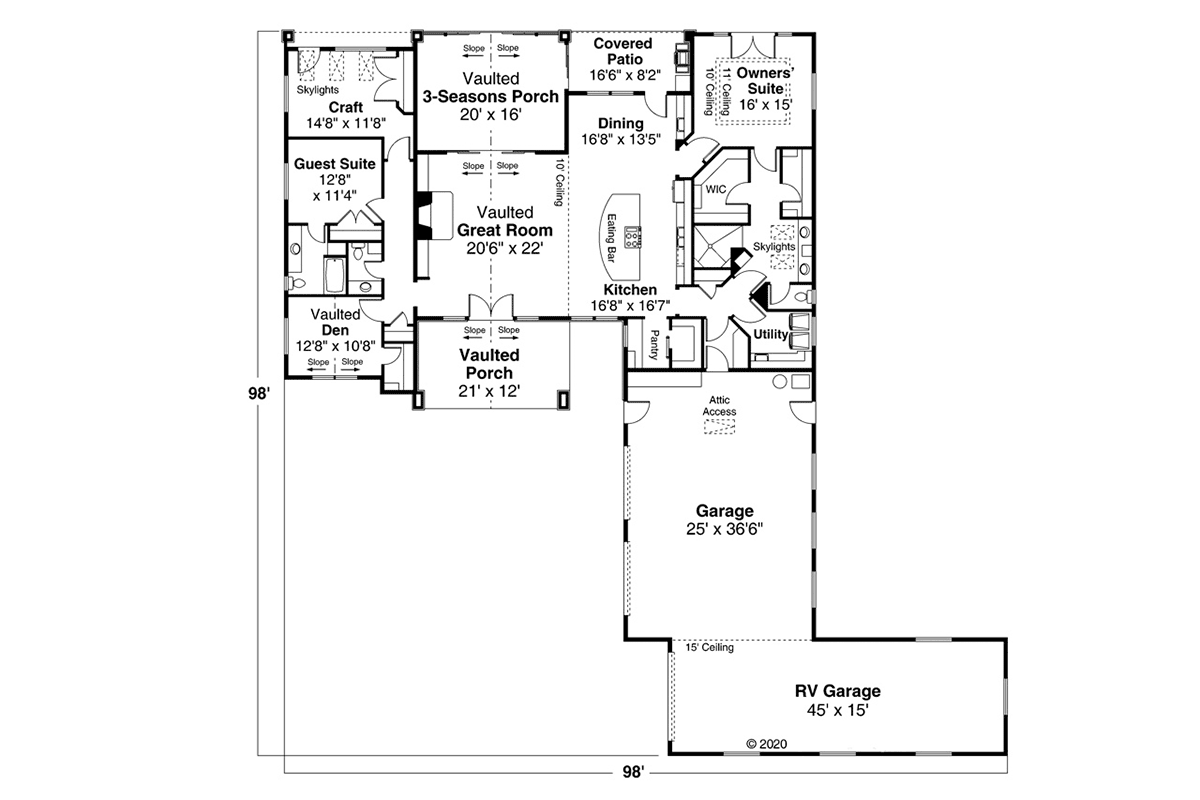 Country Craftsman Ranch Level One of Plan 41377