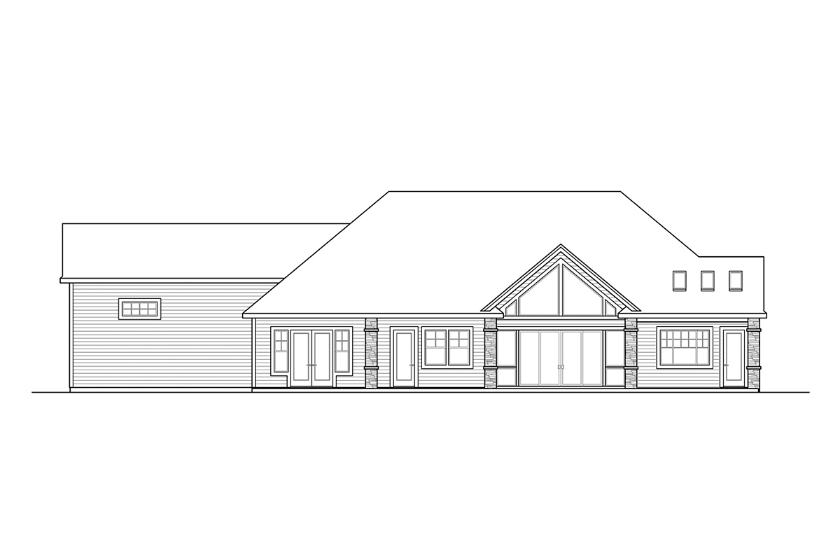 Country Craftsman Ranch Rear Elevation of Plan 41377