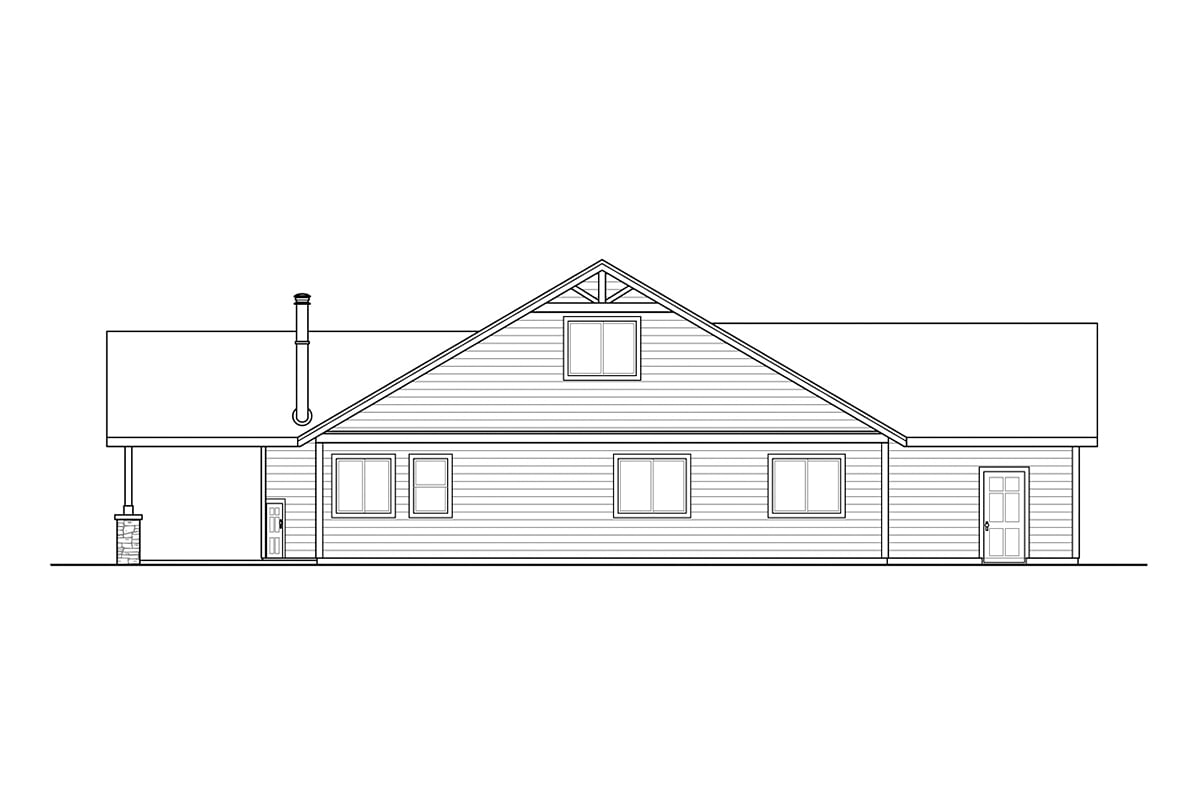 Country Craftsman Ranch Rear Elevation of Plan 41379