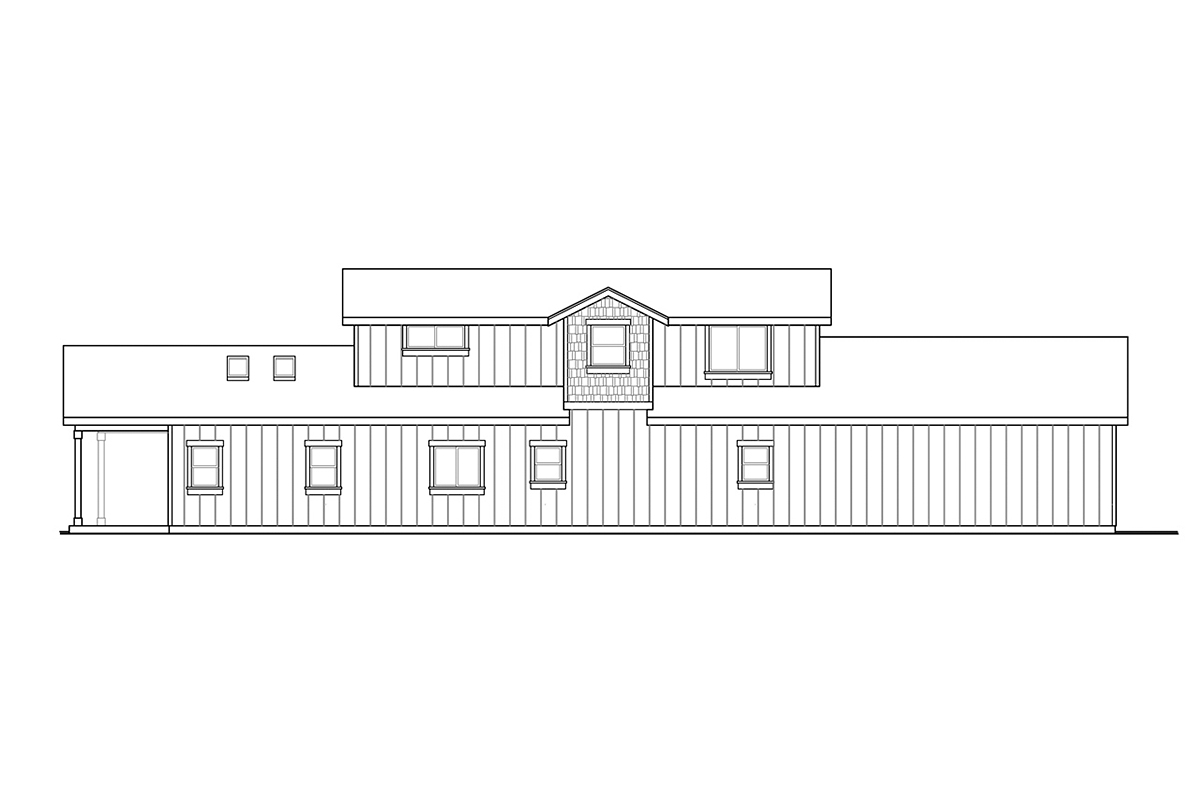 Country Craftsman Farmhouse Rear Elevation of Plan 41381