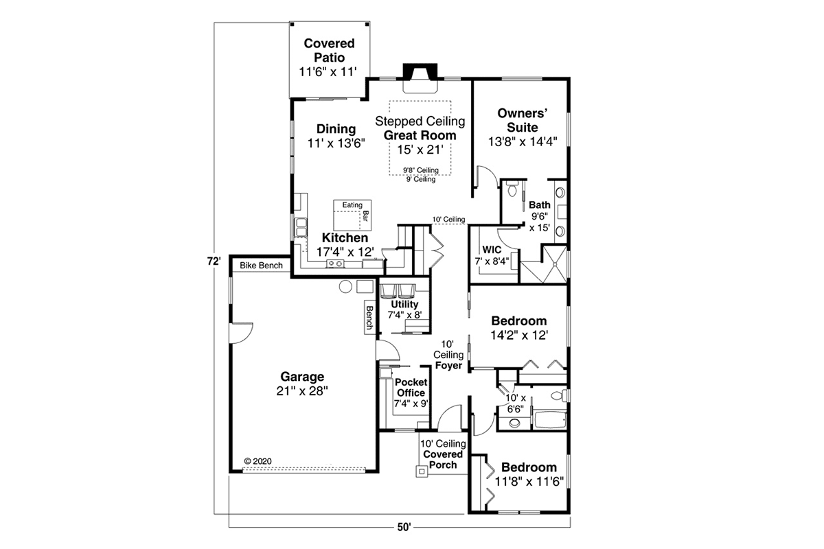 Contemporary Prairie Style Traditional Level One of Plan 41382