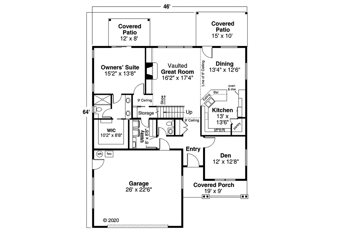 Country Craftsman Traditional Level One of Plan 41384