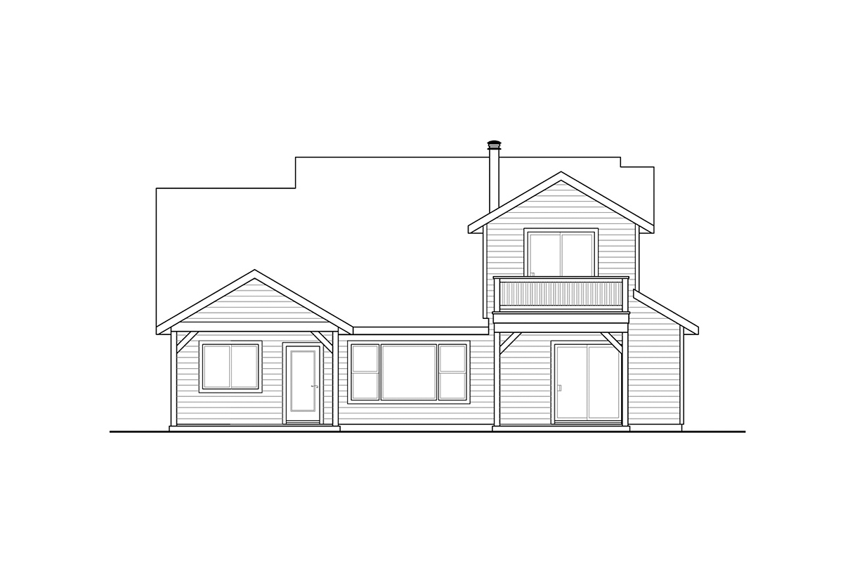 Country Craftsman Traditional Rear Elevation of Plan 41384