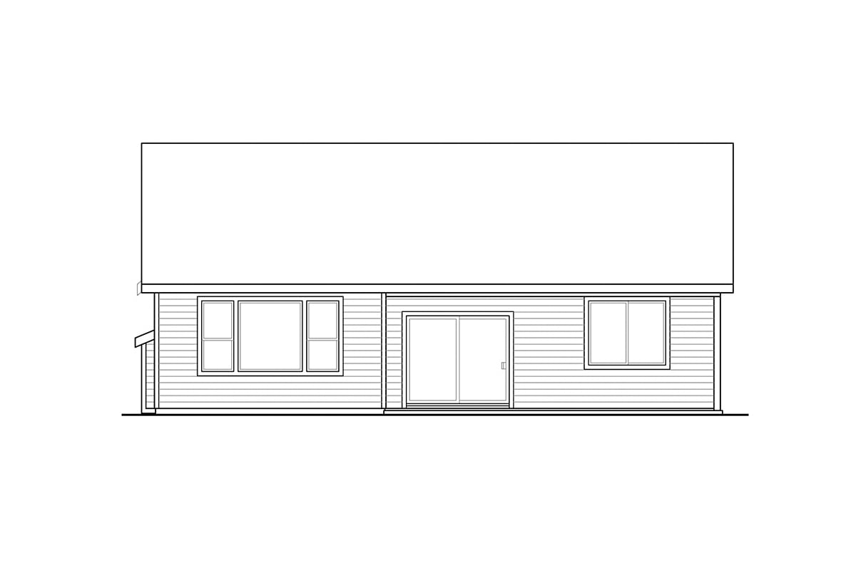 Contemporary Country Ranch Rear Elevation of Plan 41385