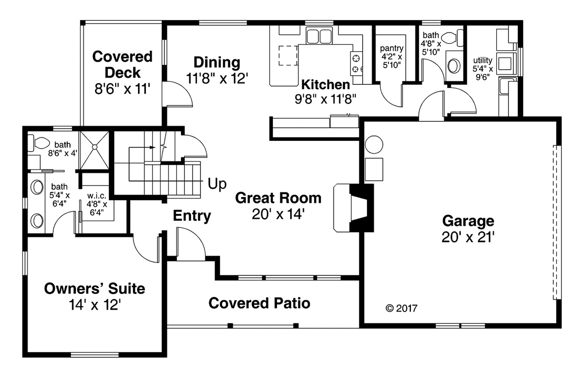 Contemporary Country Ranch Level One of Plan 41390