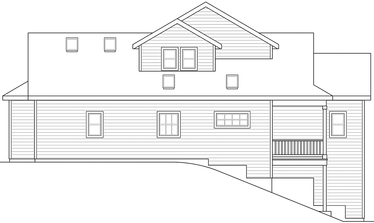 Contemporary Country Ranch Rear Elevation of Plan 41390