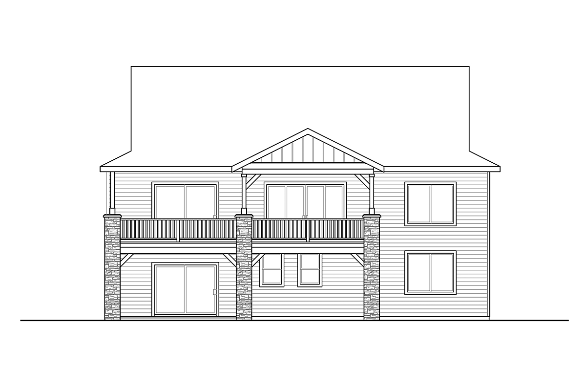 Contemporary Craftsman Rear Elevation of Plan 41391