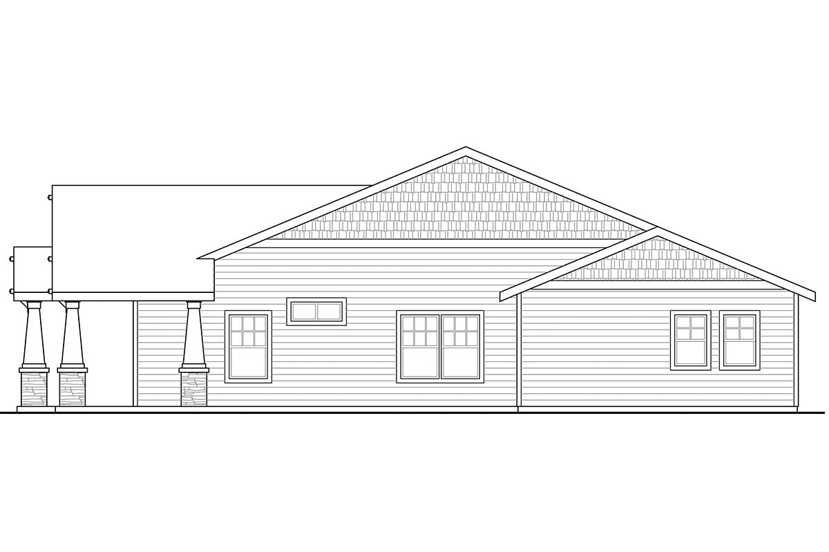 Contemporary, Cottage, Country, Craftsman, Ranch Plan with 1801 Sq. Ft., 3 Bedrooms, 2 Bathrooms, 2 Car Garage Picture 2