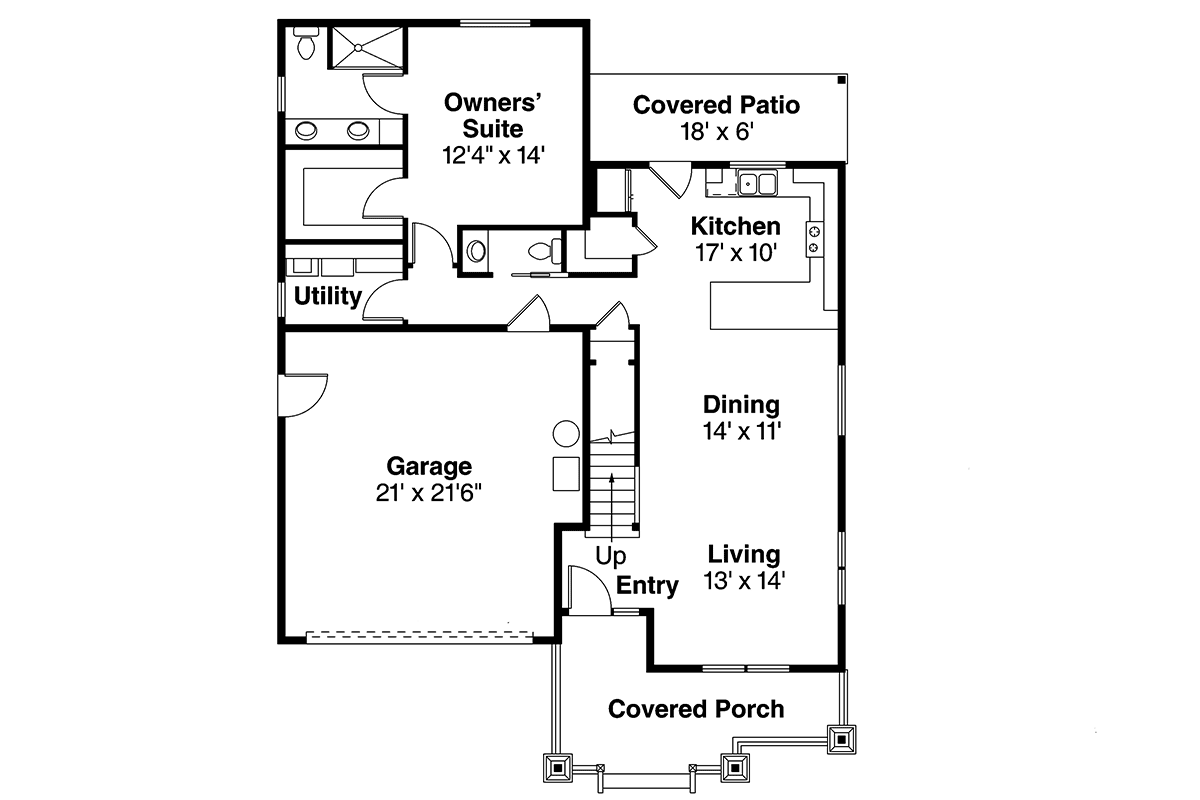 Cottage Country Craftsman Level One of Plan 41397