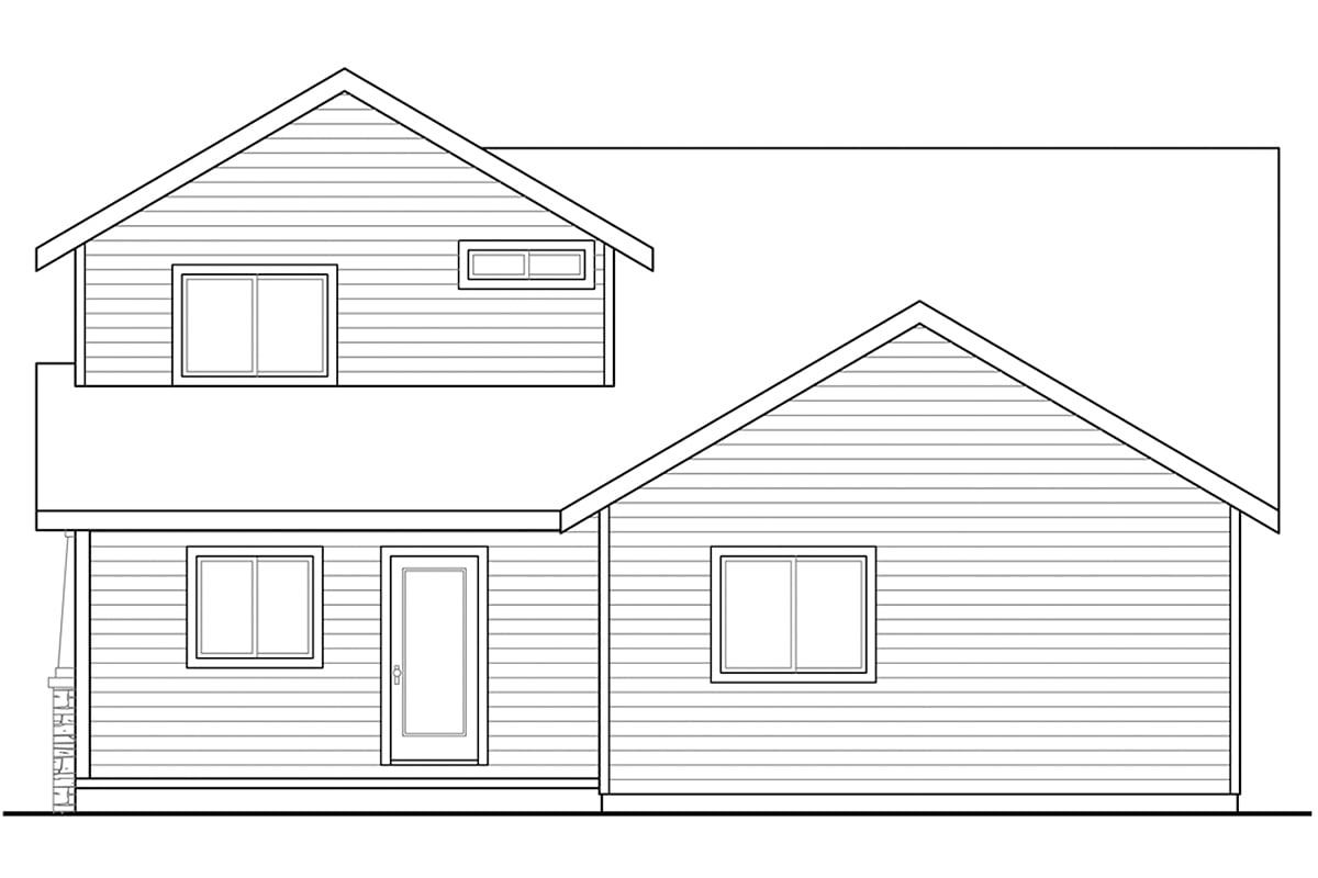 Cottage Country Craftsman Rear Elevation of Plan 41397