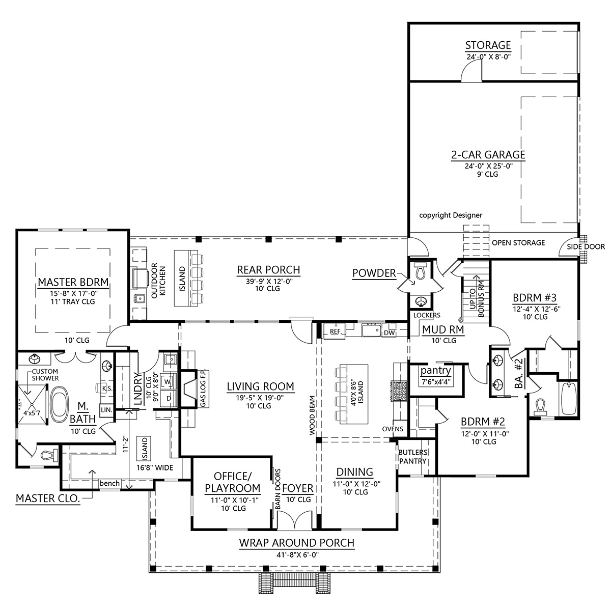 Country Farmhouse Traditional Level One of Plan 41400