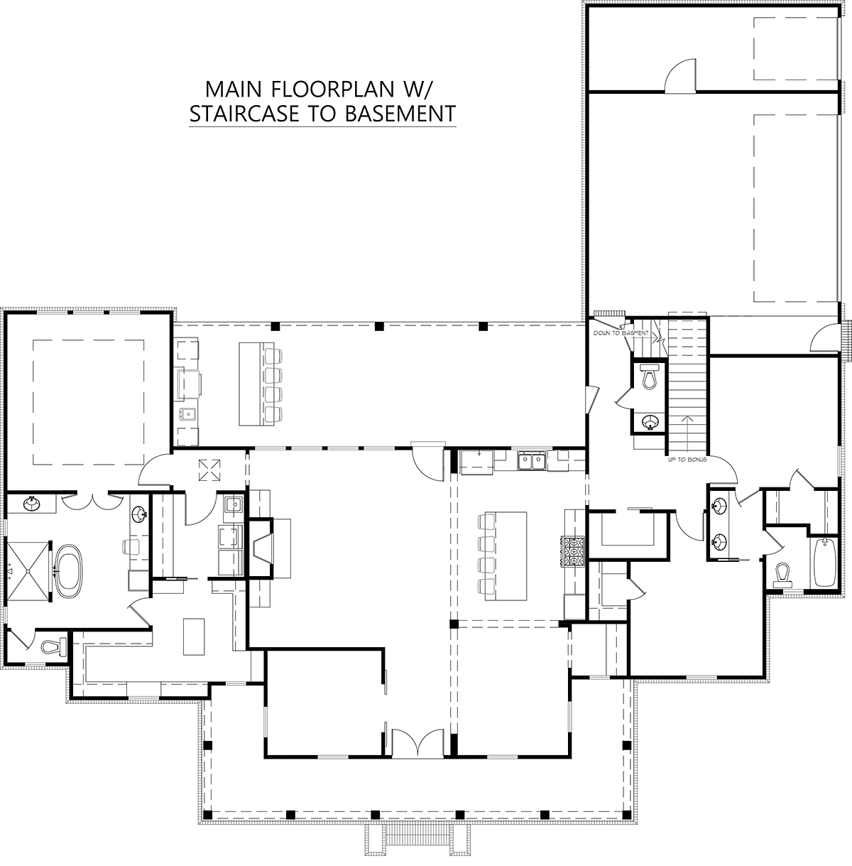 Country Farmhouse New American Style Traditional Alternate Level One of Plan 41400