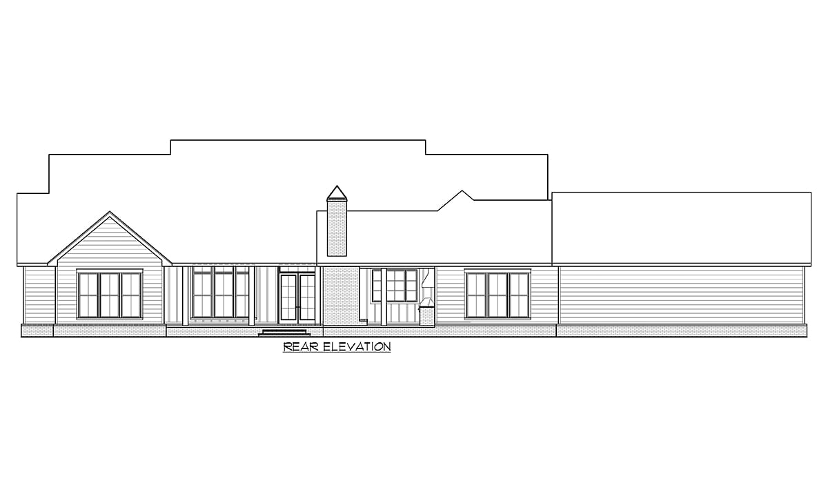 Country Farmhouse Rear Elevation of Plan 41401