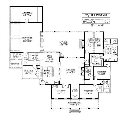 House Plan 41403 First Level Plan