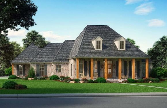Acadian, European, Traditional House Plan 41403 with 4 Beds, 3 Baths, 3 Car Garage Elevation