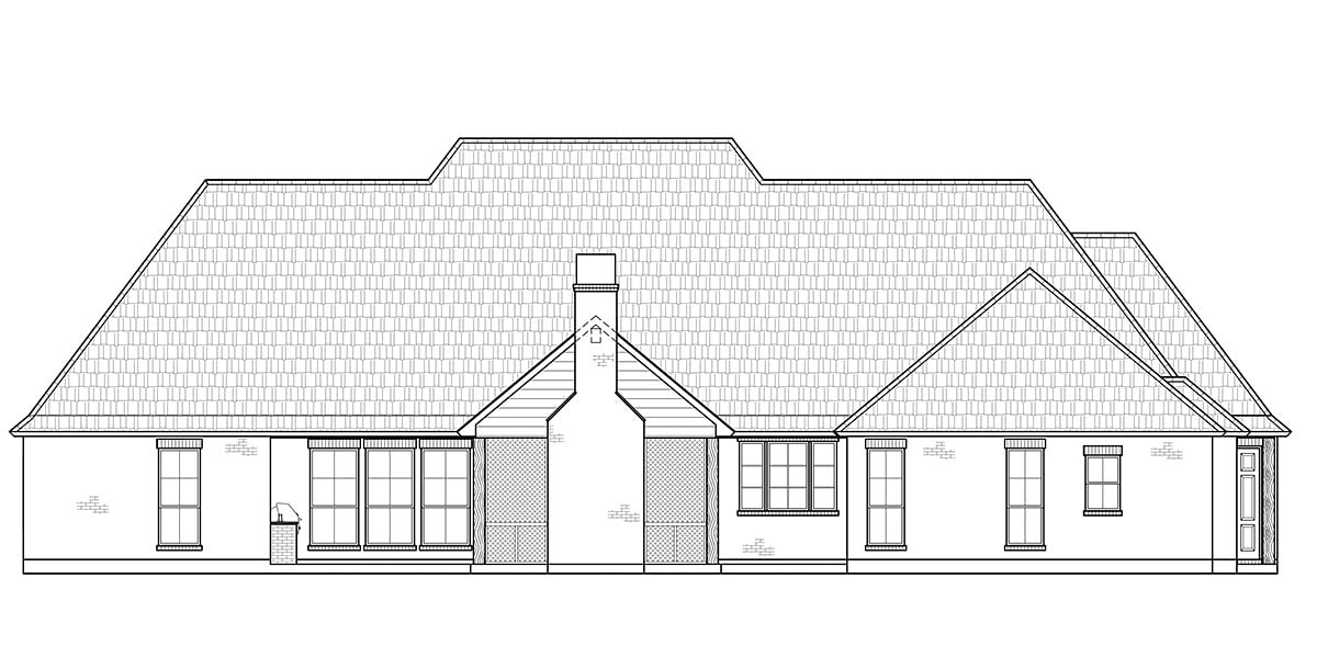European French Country Traditional Rear Elevation of Plan 41404
