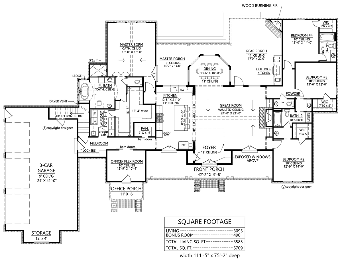 Country Farmhouse Level One of Plan 41405