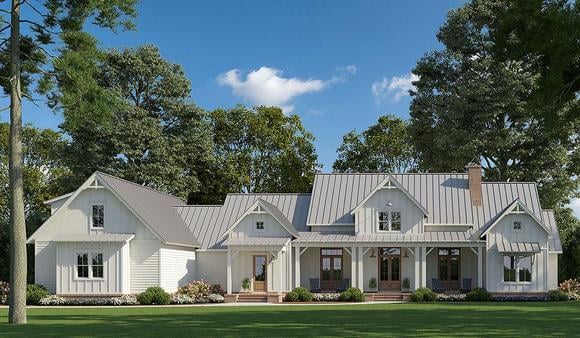 Country, Farmhouse House Plan 41405 with 4 Beds, 4 Baths, 3 Car Garage Elevation