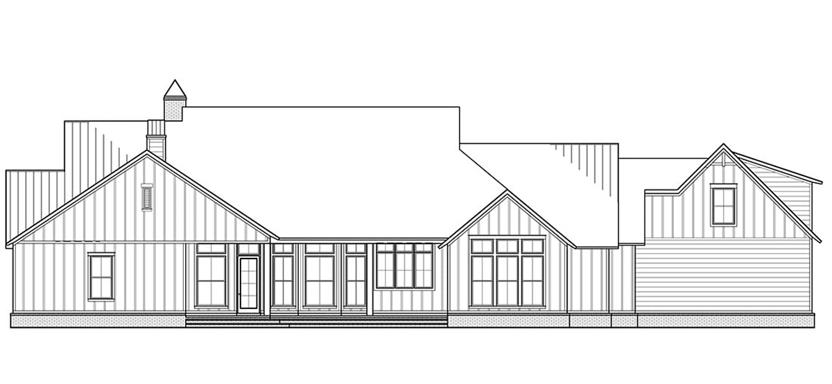 Country Farmhouse New American Style Rear Elevation of Plan 41405